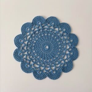 Blue Handmade Crochet Doily